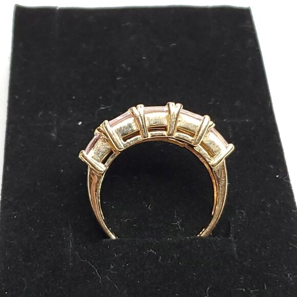 Sterling Silver Goldtone Pink CZ Ring 6 Multi Stone Cluster Cocktail SETA - Picture 4 of 9